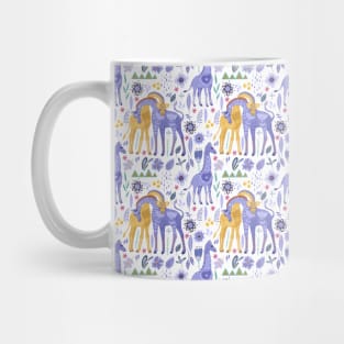 Whimsical Giraffes Purple and Yellow Mug